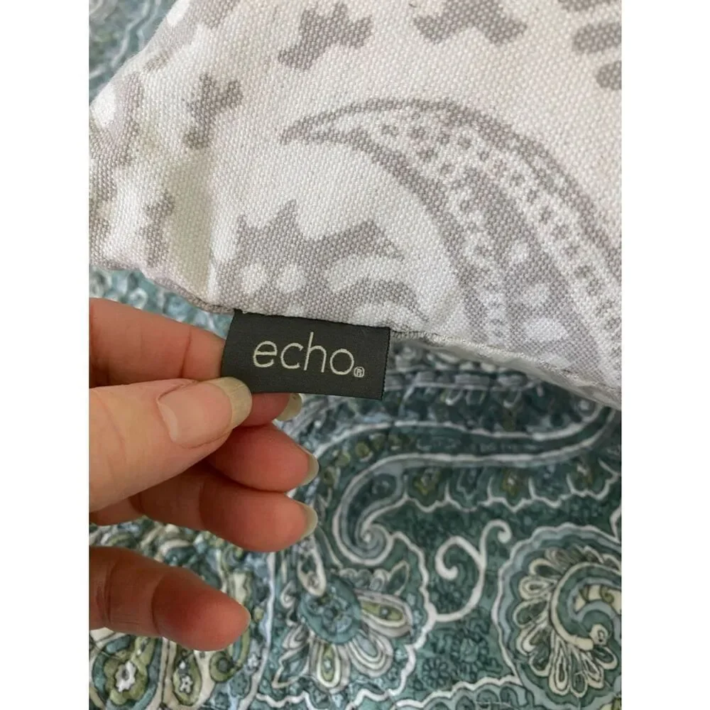 Echo Cream and Light Gray Paisley Lumbar Pillow down filled